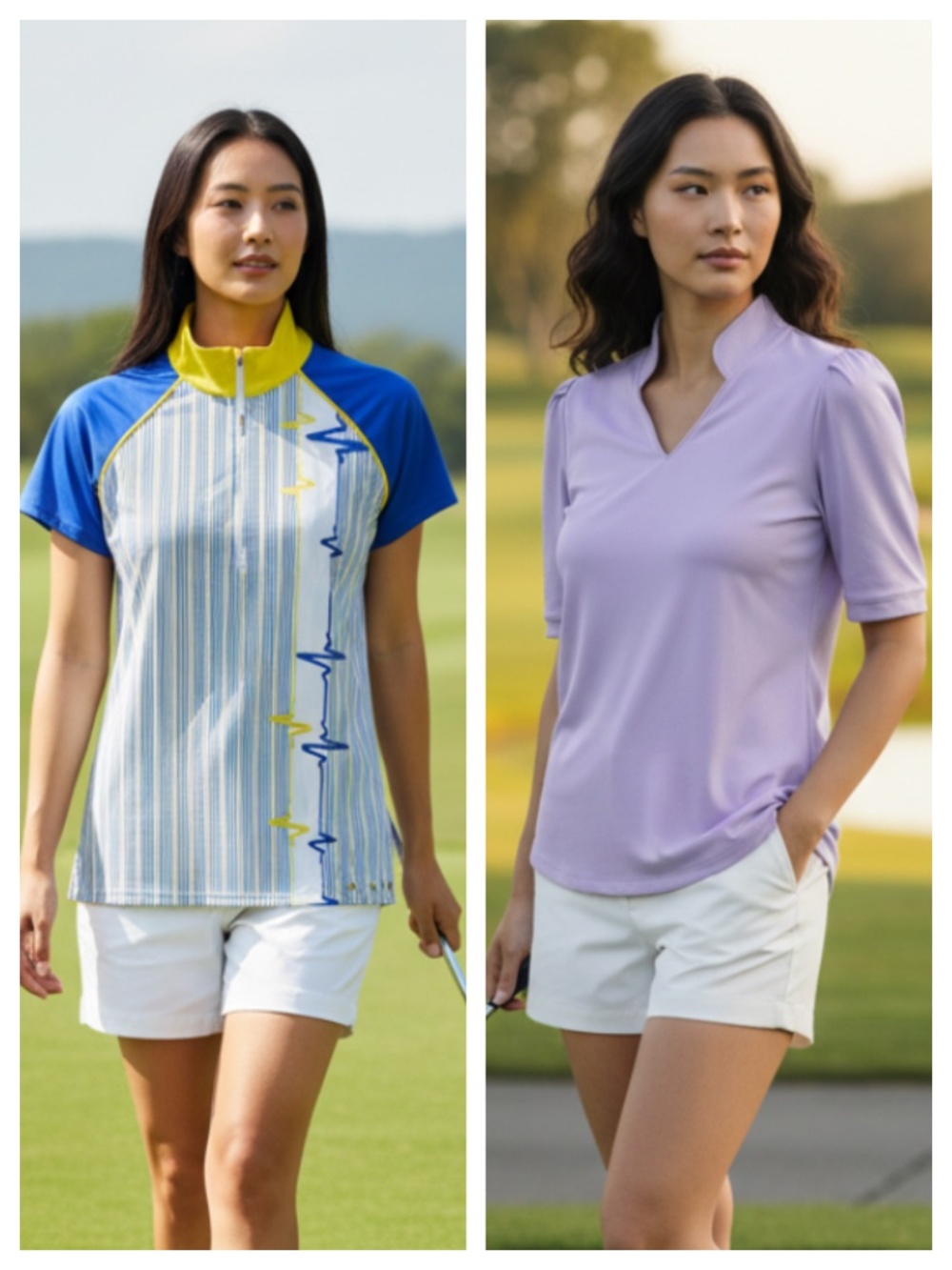 LOT (2) SwingDish Golf Shirt Top Polo Medium Purple Blue 1/4 Zip Stripe Tennis